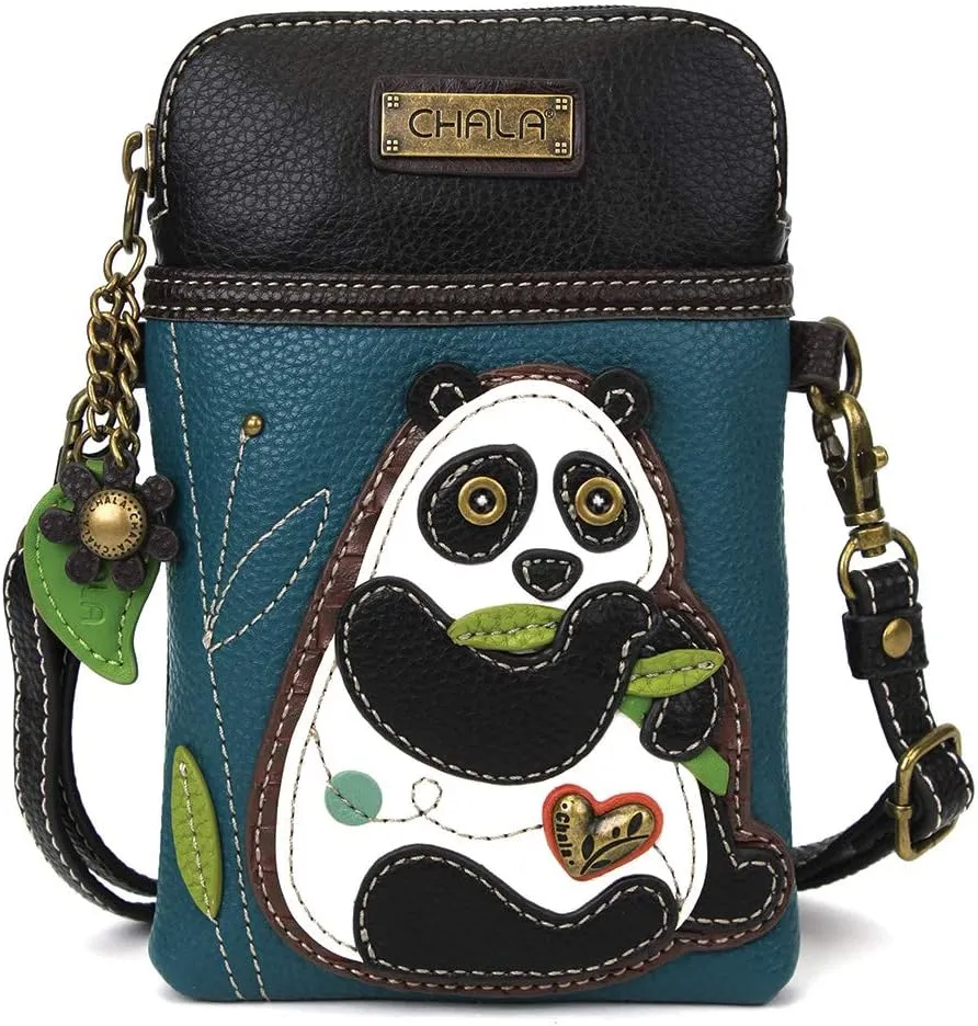CHALA Cell Phone Crossbody Purse-Women PU Leather/Canvas Multicolor Handbag with Adjustable Strap