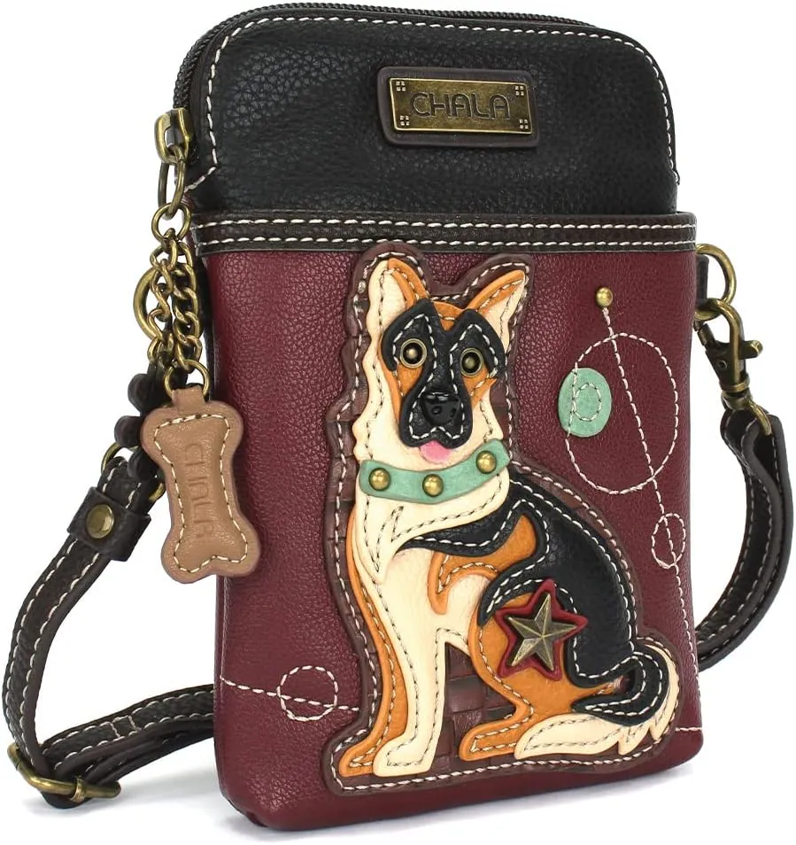 CHALA Cell Phone Crossbody Purse-Women PU Leather/Canvas Multicolor Handbag with Adjustable Strap