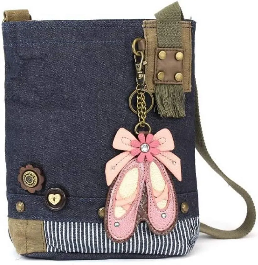 Chala Patch Cross-Body Women Handbag, Blue Denim Canvas Messenger Bag