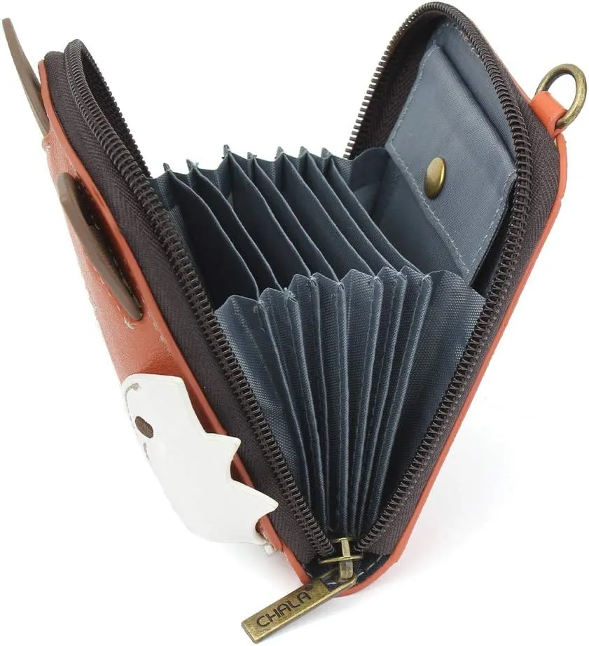 CHALA RFID Cute-C Credit Card Holder Wallet Wristlet - Women Faux Leather Cute-C with Strap