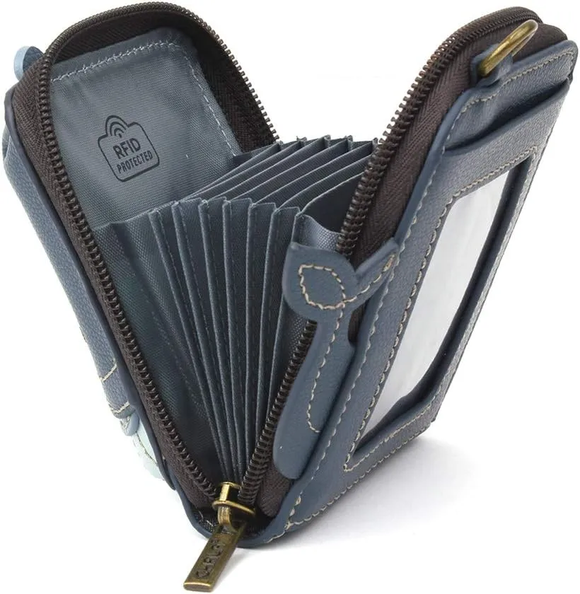 CHALA RFID Cute-C Credit Card Holder Wallet Wristlet - Women Faux Leather Cute-C with Strap