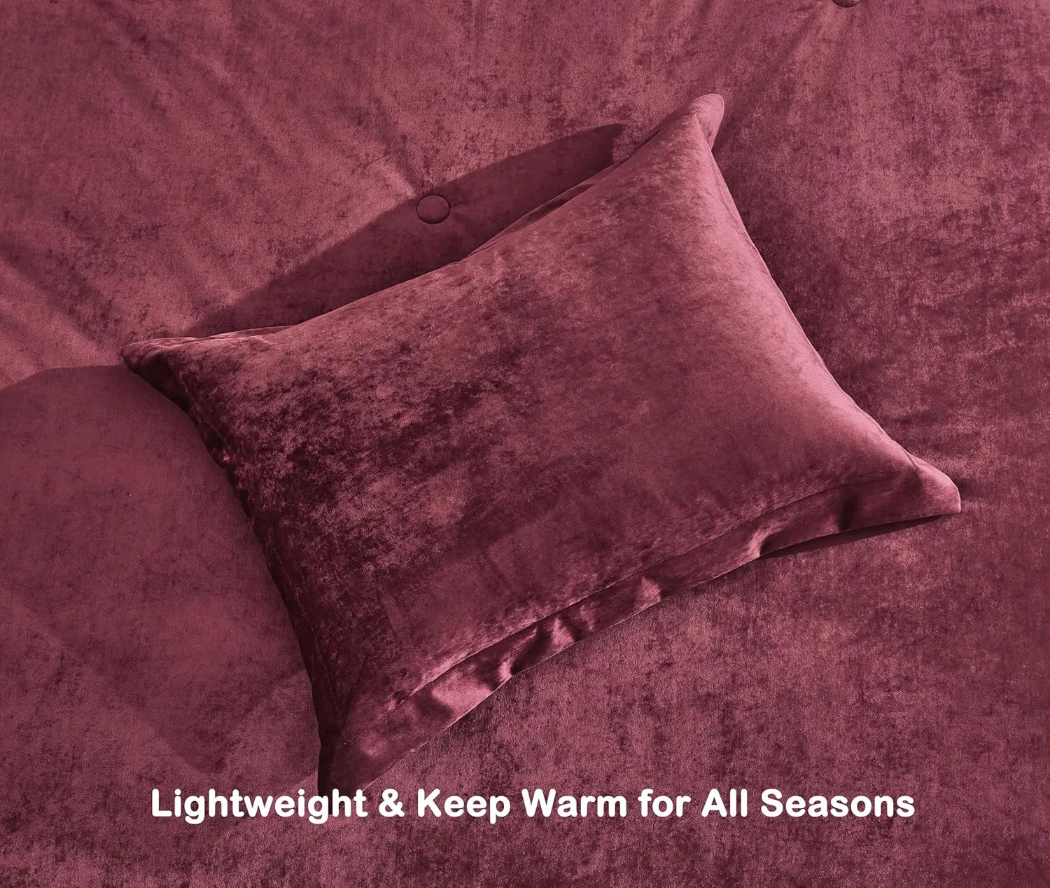Chezmoi Collection Lux 3-Piece Burgundy Velvet Comforter Set Queen Size, All Season Lush Plush Velvet Bedding Set with Soft Washed Microfiber Reverse