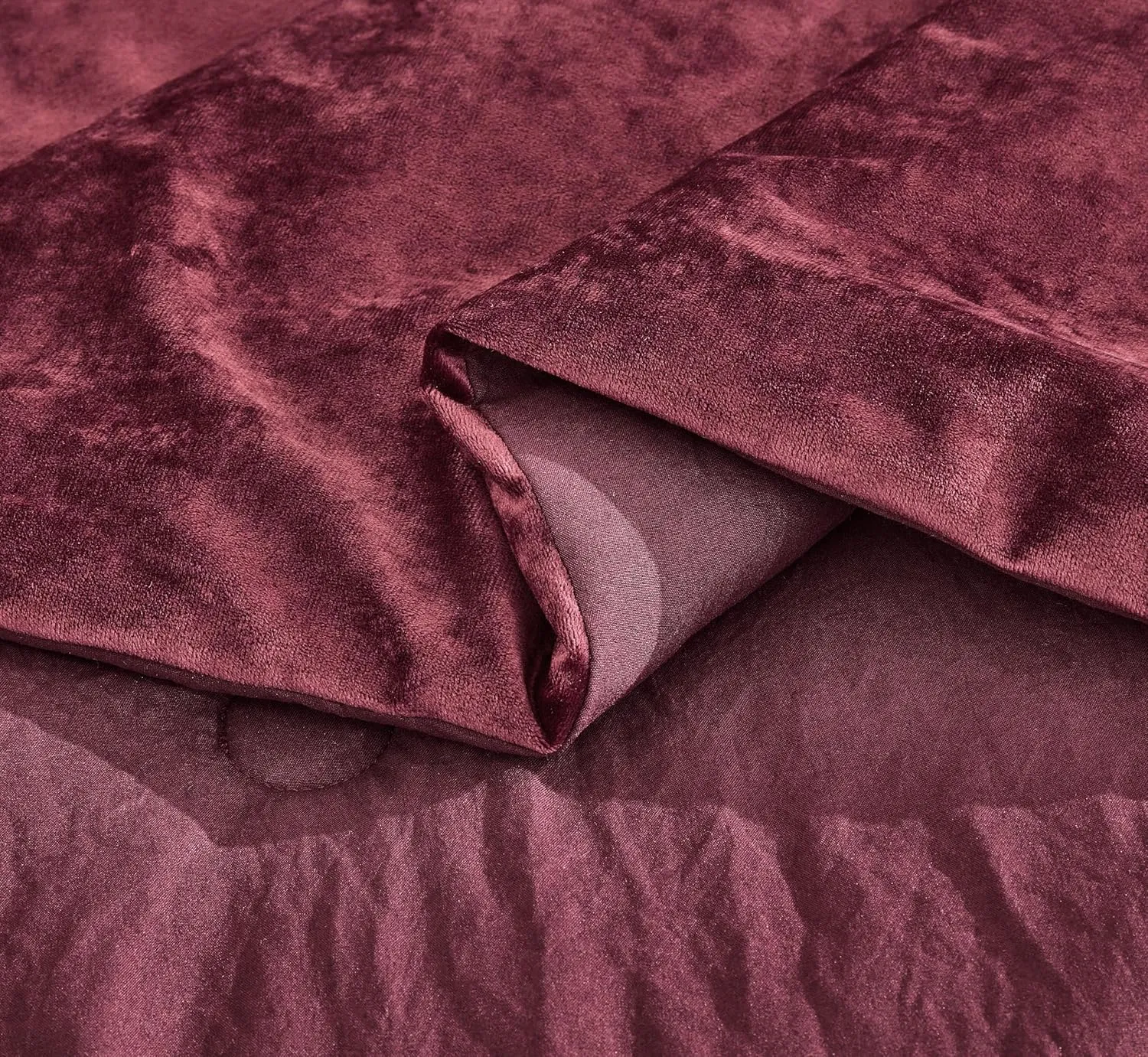 Chezmoi Collection Lux 3-Piece Burgundy Velvet Comforter Set Queen Size, All Season Lush Plush Velvet Bedding Set with Soft Washed Microfiber Reverse