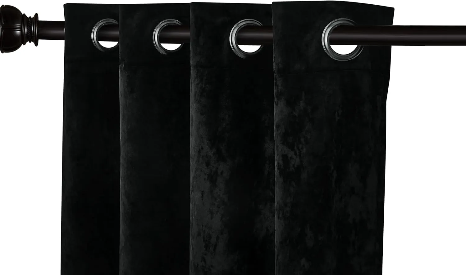 Chezmoi Collection Lux Black Crushed Velvet Curtains, 2 Panel Set, Room Darkening Distressed Velvet Grommet Top Curtain, 50" W x 96" L for Living Room Bedroom Window Drapes