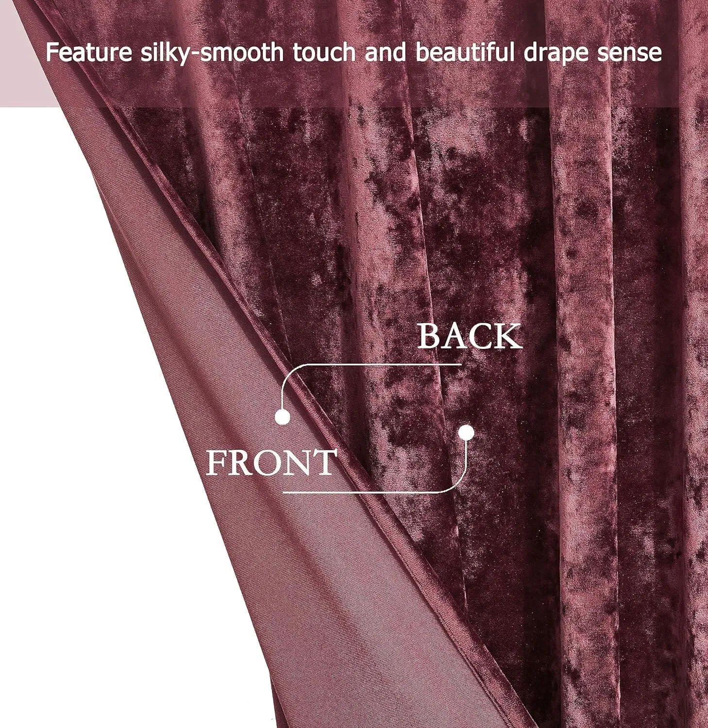 Chezmoi Collection Lux Burgundy Crushed Velvet Curtains 2 Panel Set - 84 inches Long Room Darkening Luxury Distressed Velvet Rod Pocket Window Drapes for Living Room Bedroom 50" W x 84" L