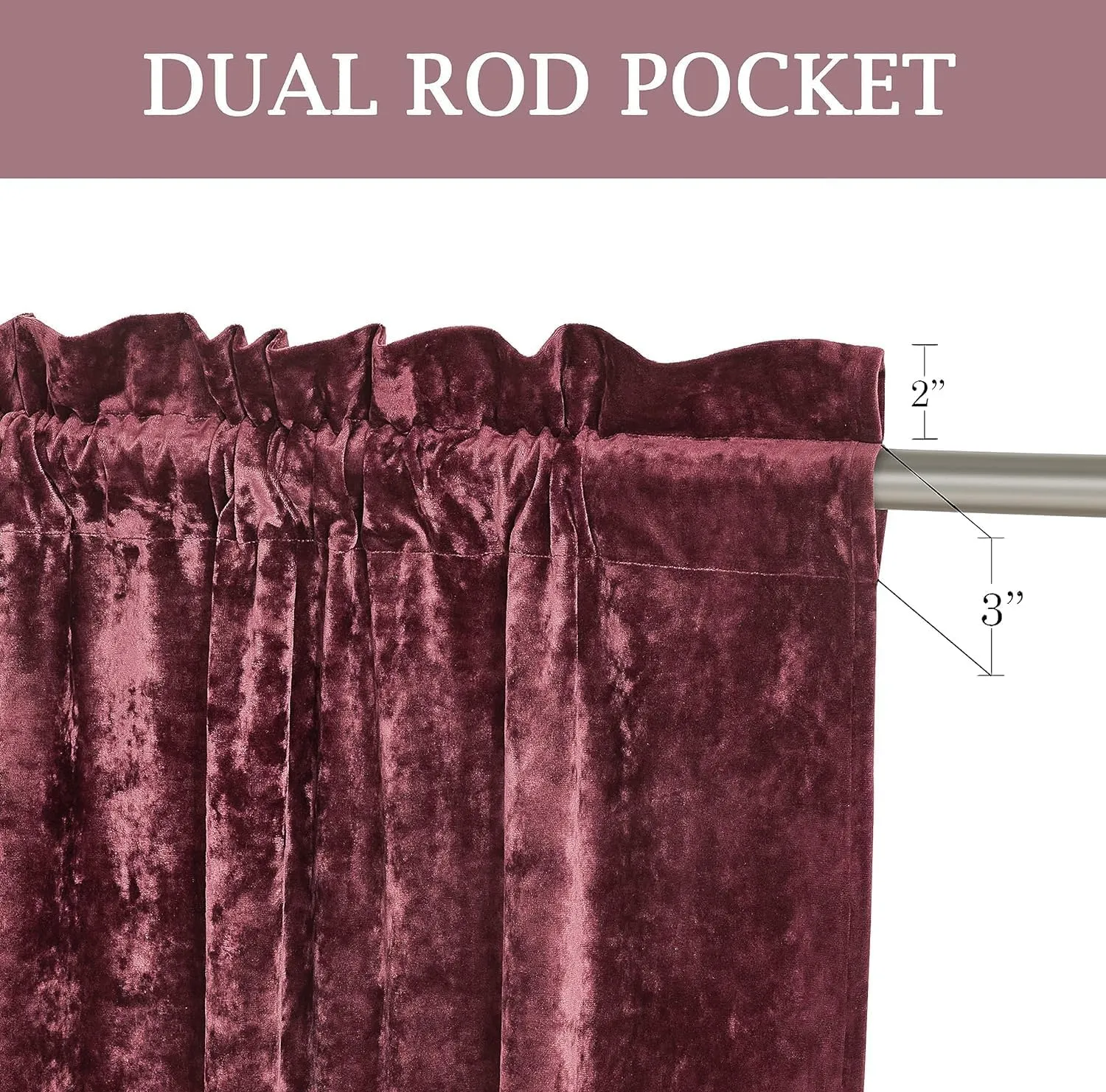 Chezmoi Collection Lux Burgundy Crushed Velvet Curtains 2 Panel Set - 84 inches Long Room Darkening Luxury Distressed Velvet Rod Pocket Window Drapes for Living Room Bedroom 50" W x 84" L