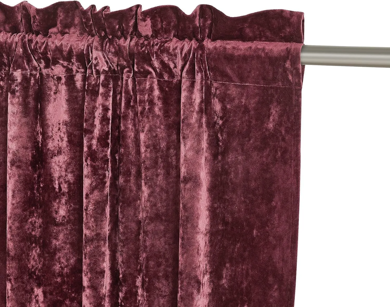 Chezmoi Collection Lux Burgundy Crushed Velvet Curtains 2 Panel Set - 84 inches Long Room Darkening Luxury Distressed Velvet Rod Pocket Window Drapes for Living Room Bedroom 50" W x 84" L