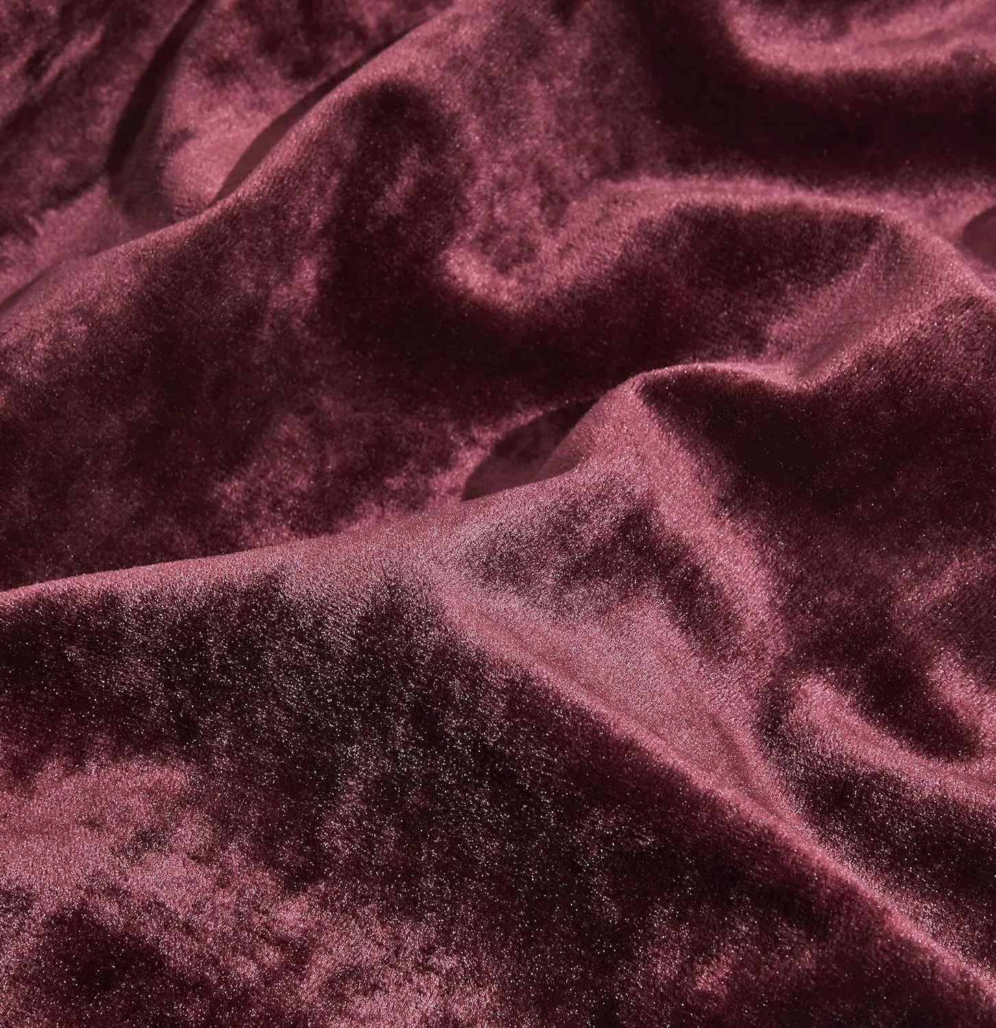 Chezmoi Collection Lux Burgundy Crushed Velvet Curtains 2 Panel Set - 84 inches Long Room Darkening Luxury Distressed Velvet Rod Pocket Window Drapes for Living Room Bedroom 50" W x 84" L