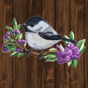 Chickadee Bird Embroidered Patch — Iron On