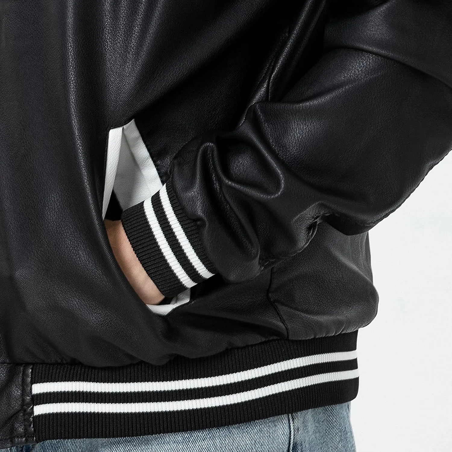 chuida Mens Stand Collar leather jacket Motorcycle Lightweight leather jacket men Faux Leather Bomber Casual Outwear