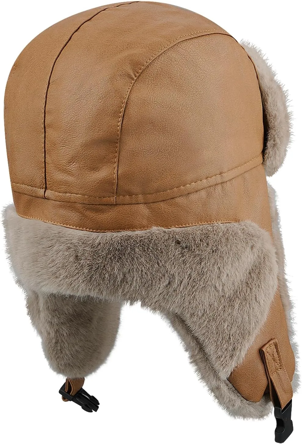 Clakllie Unisex Trapper Winter Hat Waterproof Leather Eskimo Hats Russian Ushanka Caps Trooper Aviator Cap with Earflaps