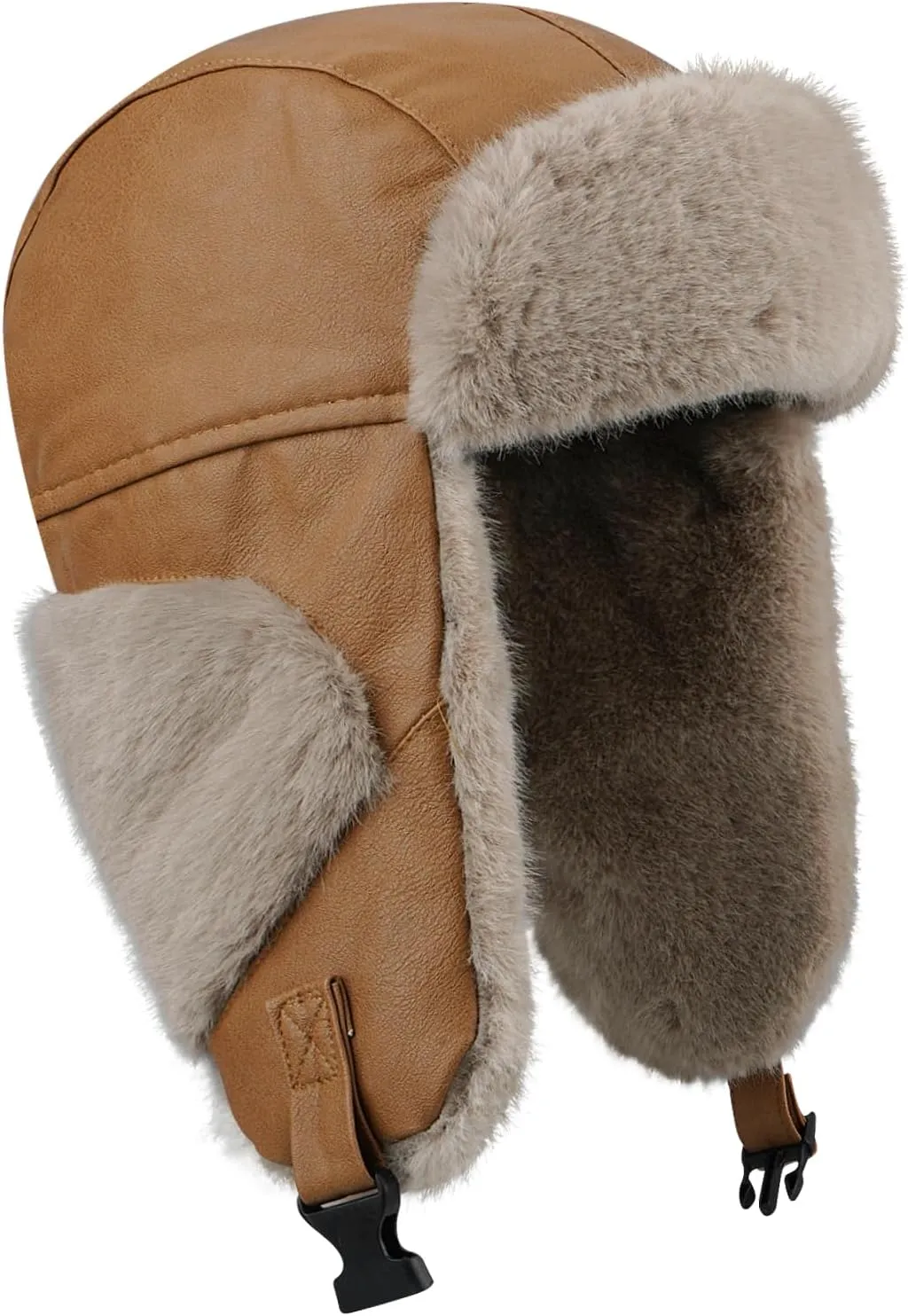 Clakllie Unisex Trapper Winter Hat Waterproof Leather Eskimo Hats Russian Ushanka Caps Trooper Aviator Cap with Earflaps