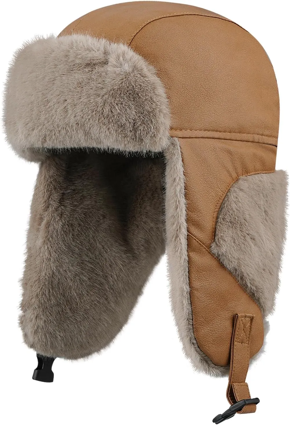 Clakllie Unisex Trapper Winter Hat Waterproof Leather Eskimo Hats Russian Ushanka Caps Trooper Aviator Cap with Earflaps