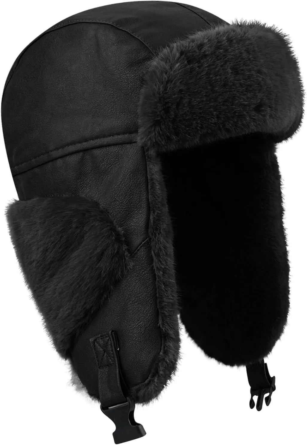 Clakllie Unisex Trapper Winter Hat Waterproof Leather Eskimo Hats Russian Ushanka Caps Trooper Aviator Cap with Earflaps