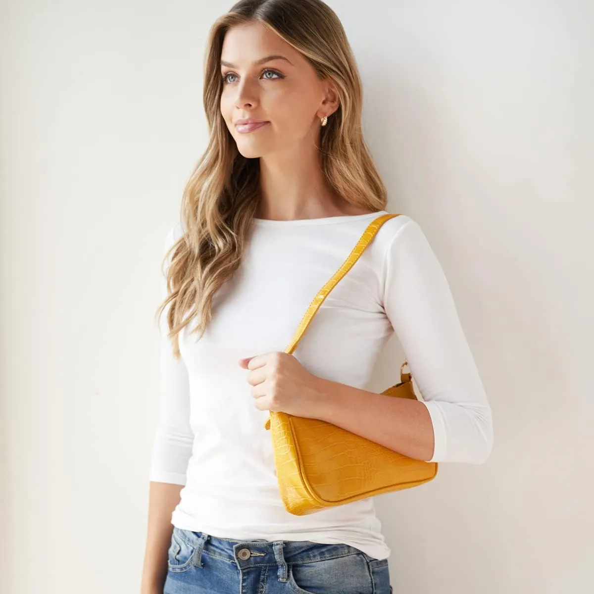 Classic Vegan Leather Crossbody Handbag - Quilted Shoulder Bag Rectangle Camera Travel Purse Satchel, Round Messenger