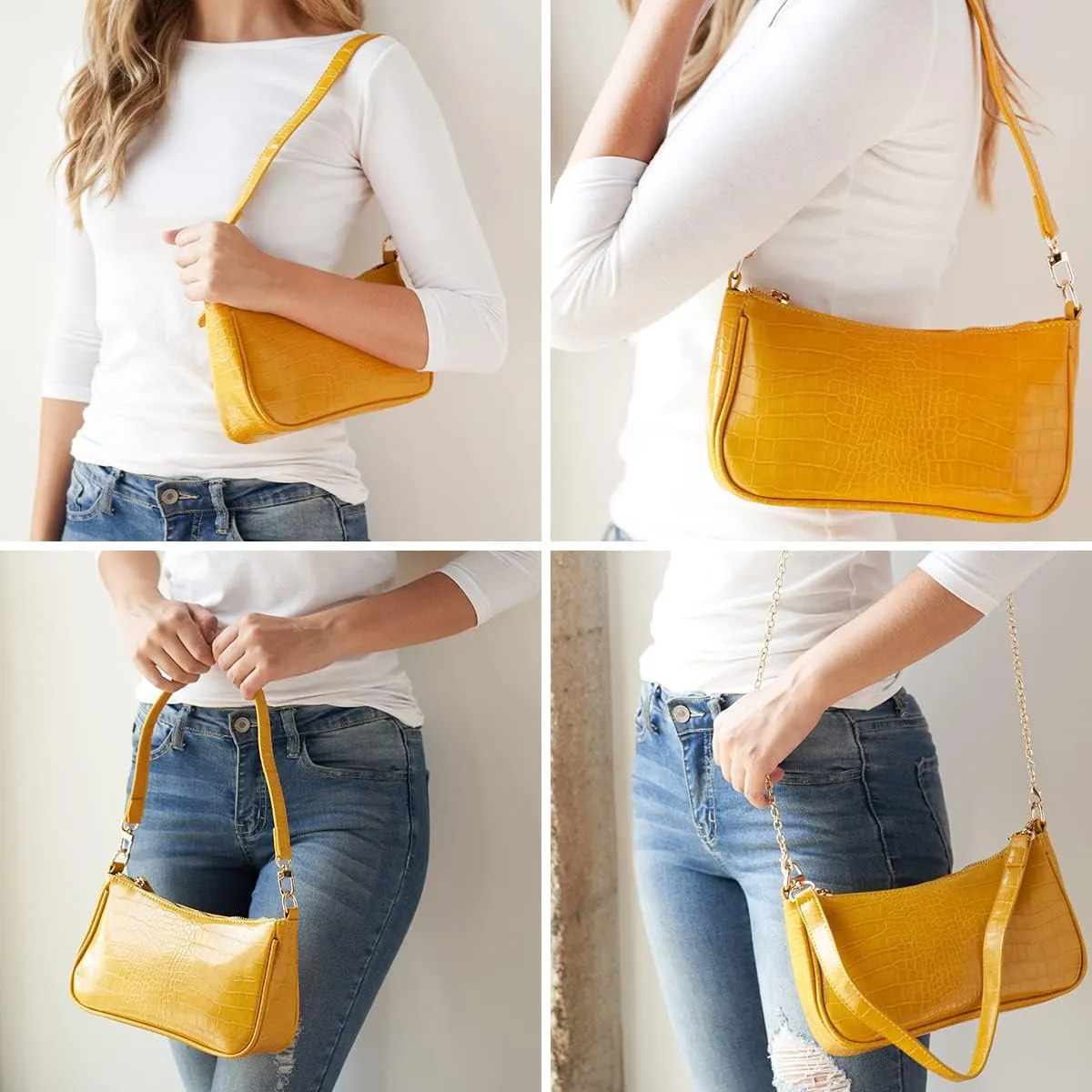 Classic Vegan Leather Crossbody Handbag - Quilted Shoulder Bag Rectangle Camera Travel Purse Satchel, Round Messenger