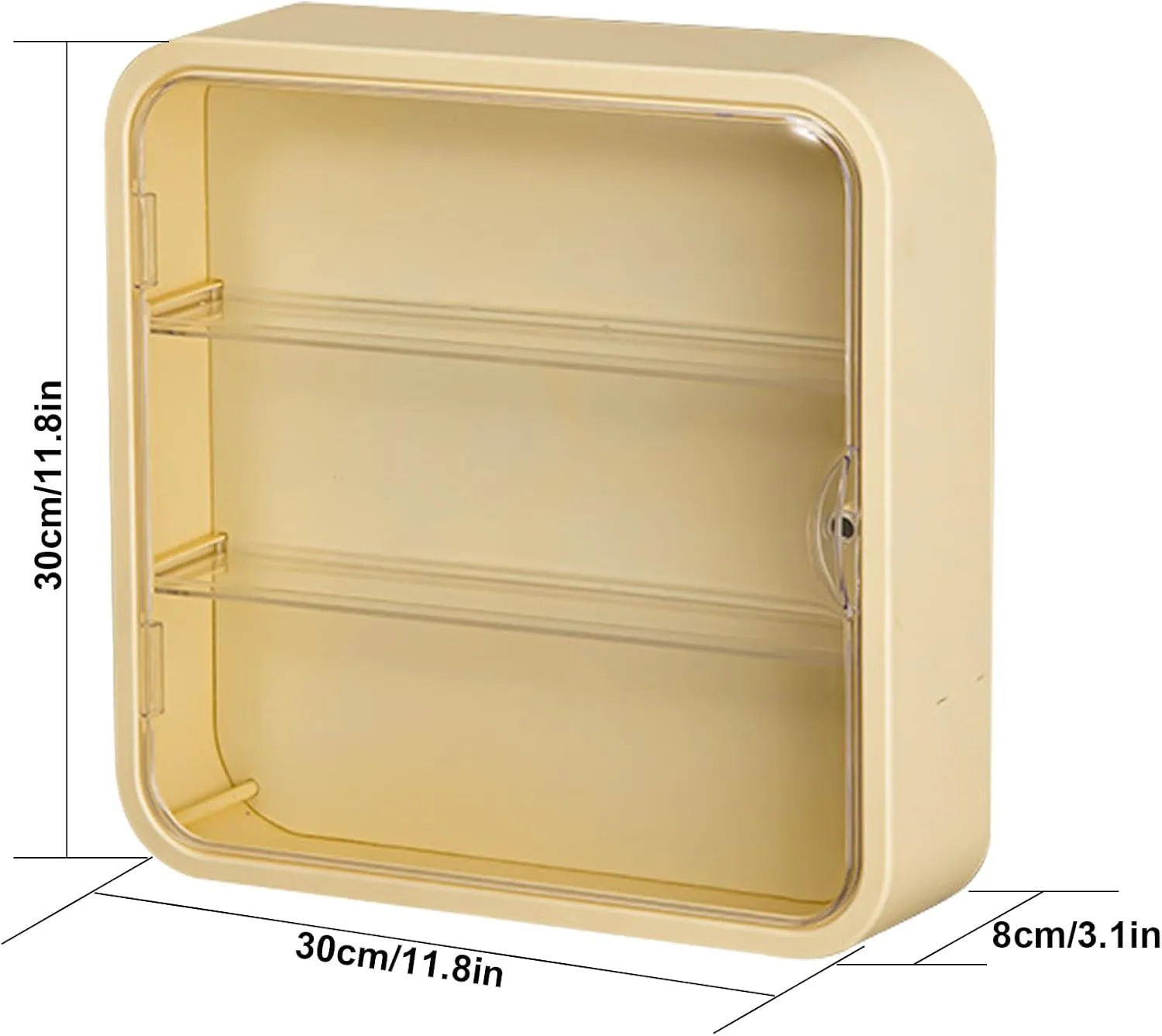 Clear Display Case for Figures, Wall-Mounted Doll Storage Box Cabinet Organizer 3-Layer Acrylic Dustproof Display Cabinet Box for Collectibles Action Figures Pop Mart (Yellow)