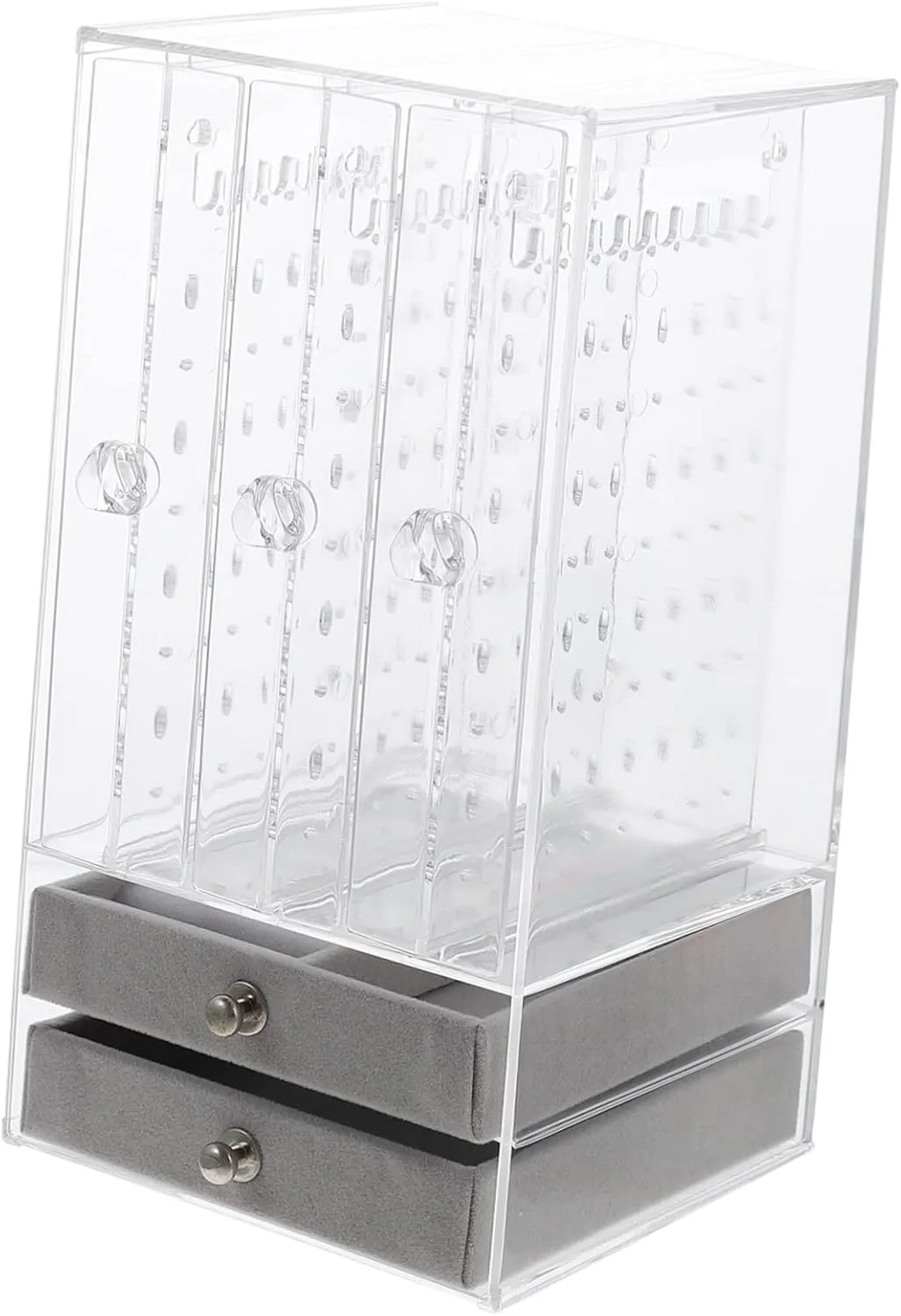 CLISPEED Double Transparent Jewelry Display Case Necklace and Earring Organizer Box for Home Storefront and Trade Shows Durable Jewelry Storage Holder