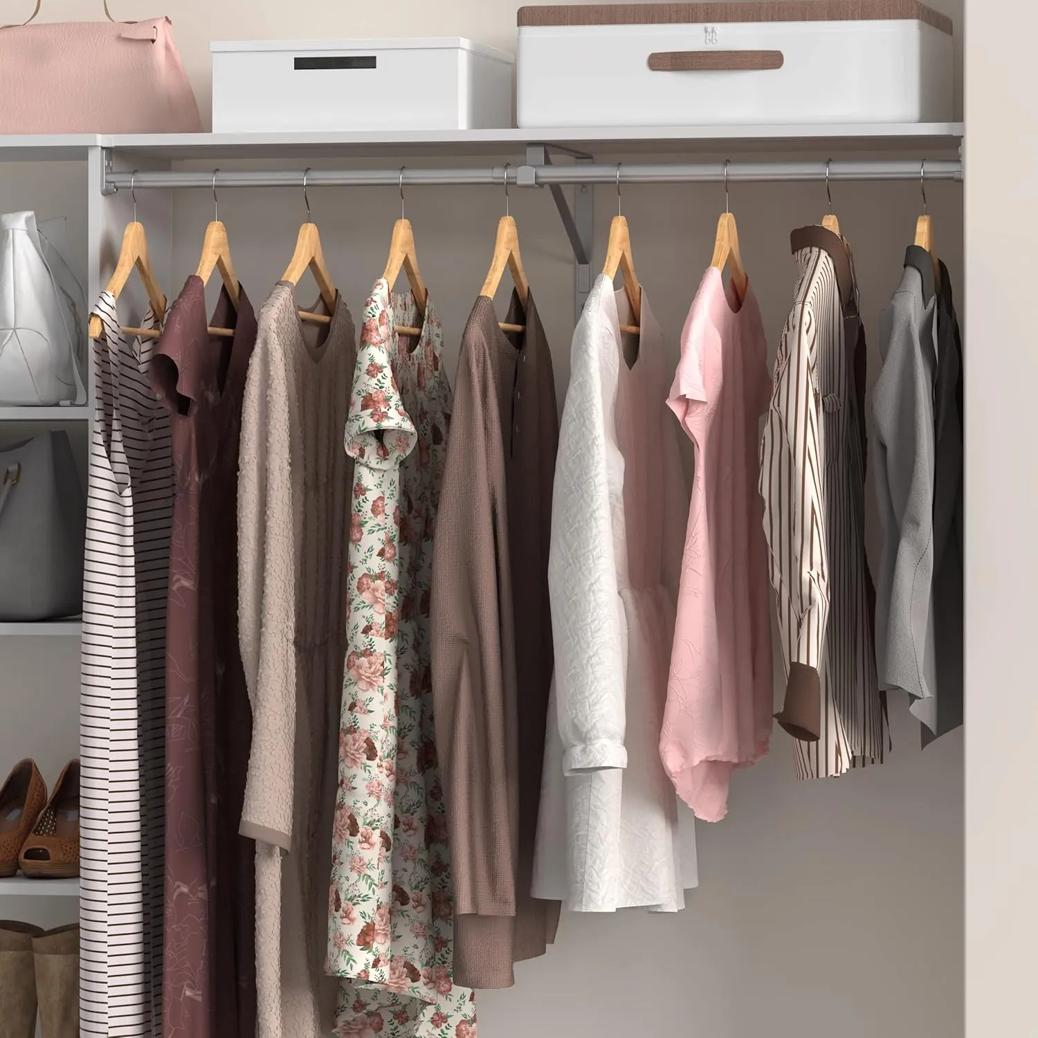 ClosetMaid SuiteSymphony Closet Bracket for Center Rod and Shelf Support, Add On Accessory, Satin Nickel