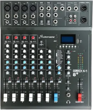 CLUBXS8 8-Inputs 4 Mic / 2 Stereo Channel Audio Mixer Analog Mixing Console with Mix Board DSP USB MP3 8 inputs 4 mic channels 2 stereo channels