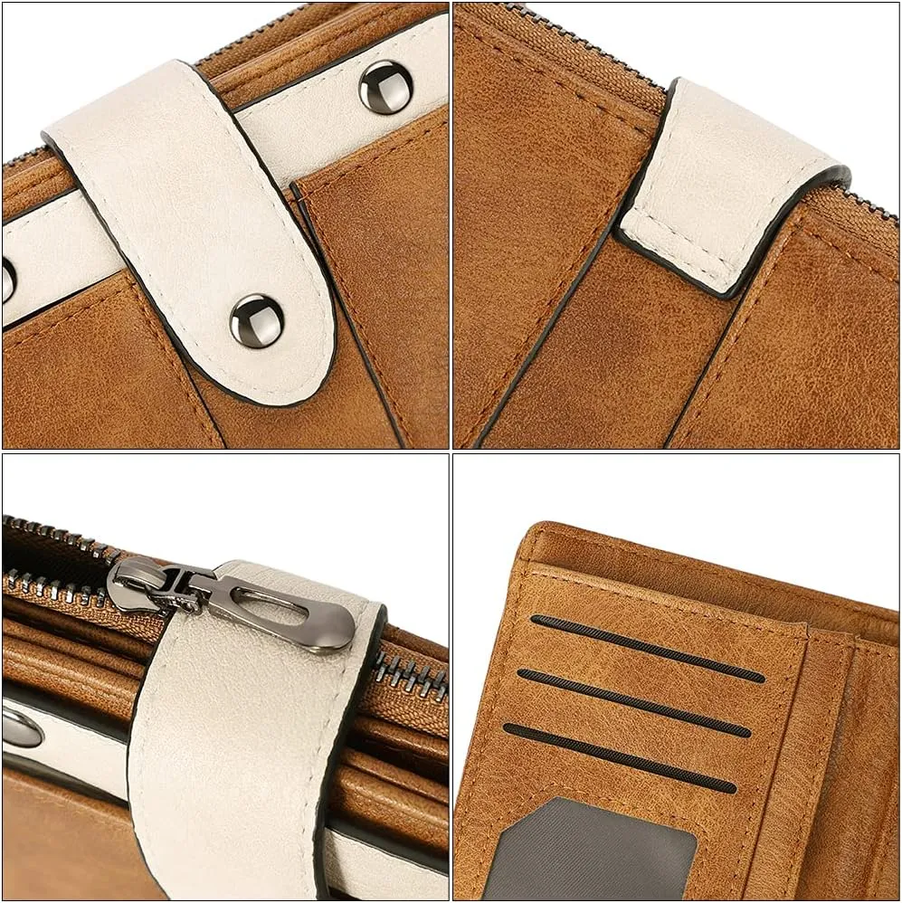 CLUCI Small Wallet for Women Leather Slim Womens Wallet Bifold Multi Card Holder Organizer Designer with Removable ID Window