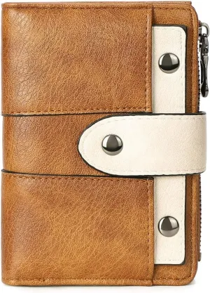 CLUCI Small Wallet for Women Leather Slim Womens Wallet Bifold Multi Card Holder Organizer Designer with Removable ID Window