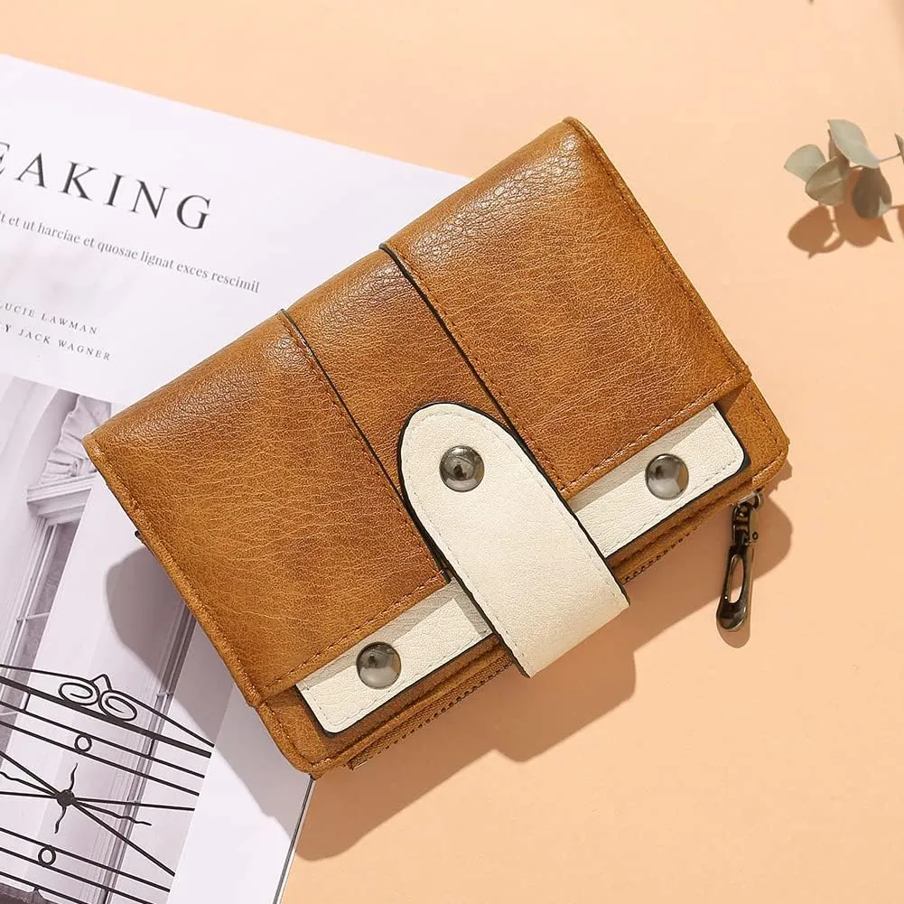 CLUCI Small Wallet for Women Leather Slim Womens Wallet Bifold Multi Card Holder Organizer Designer with Removable ID Window