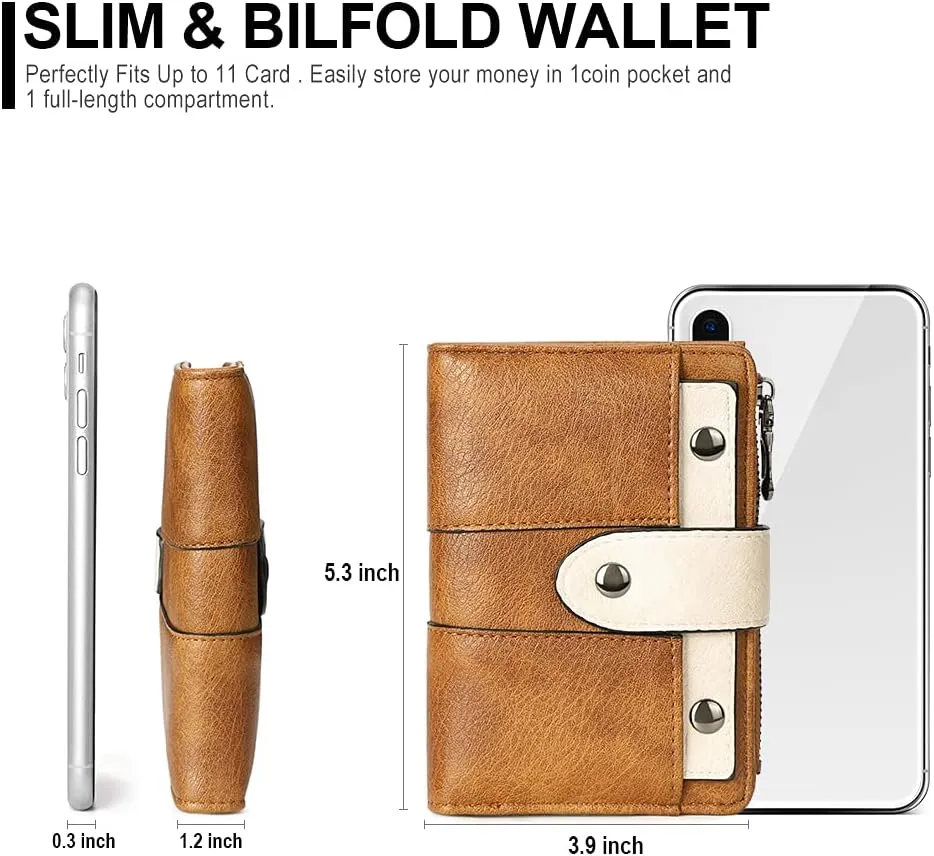 CLUCI Small Wallet for Women Leather Slim Womens Wallet Bifold Multi Card Holder Organizer Designer with Removable ID Window