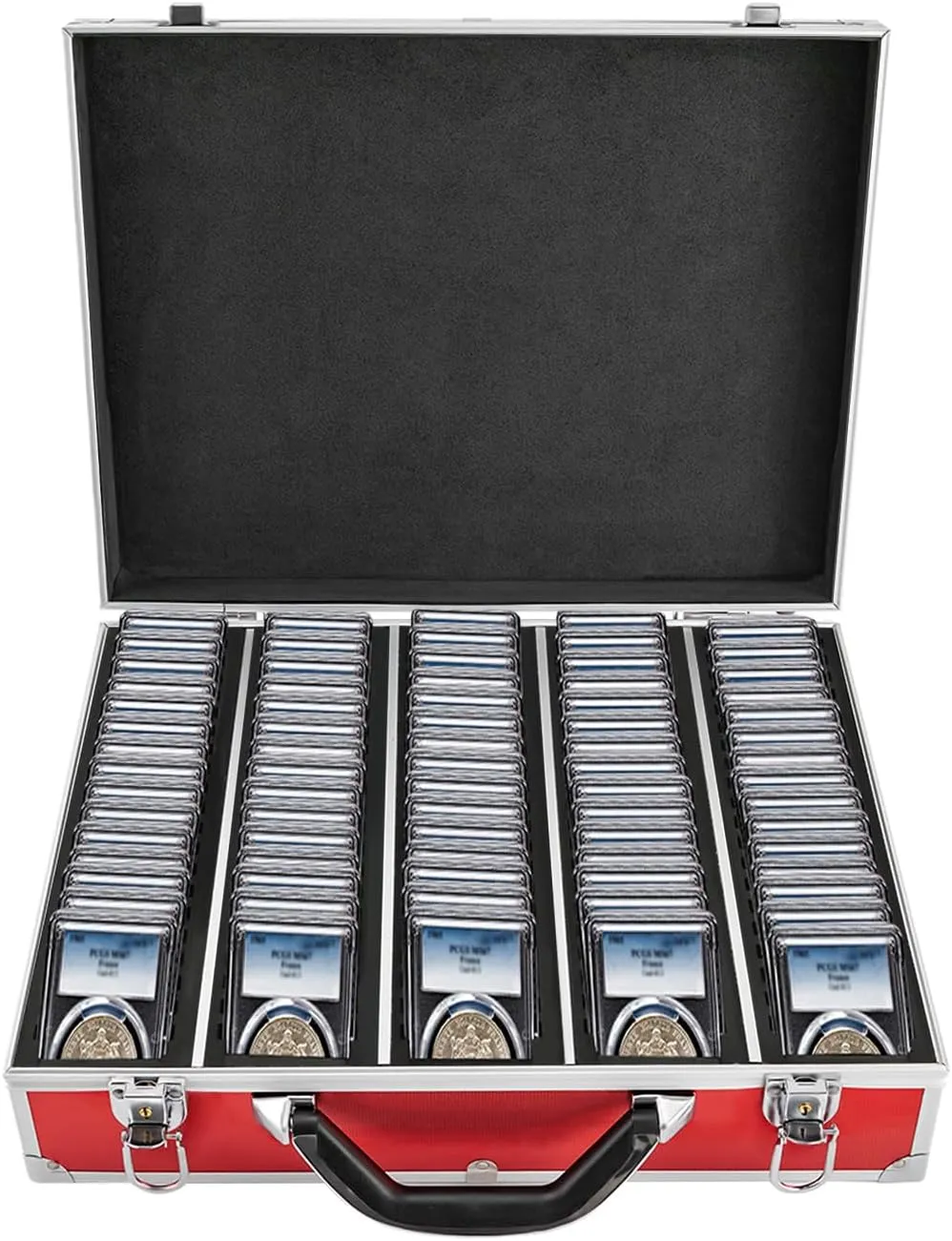 Coin Storage Box,100 Graded Coin Slab Storage Box Coin Trays for PCGS, NGC & More, Coin Holder Display Case, Coin Collection Supplies (Red)