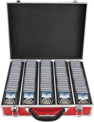 Coin Storage Box,100 Graded Coin Slab Storage Box Coin Trays for PCGS, NGC & More, Coin Holder Display Case, Coin Collection Supplies (Red)
