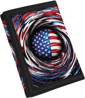 Coldinair American Flag Print Wallet for Boys Wallets for Girls Kids Polyester Wallet Mini Purse Credit ID Card Trifold Handbag Small Coin Purses for Teens Boys