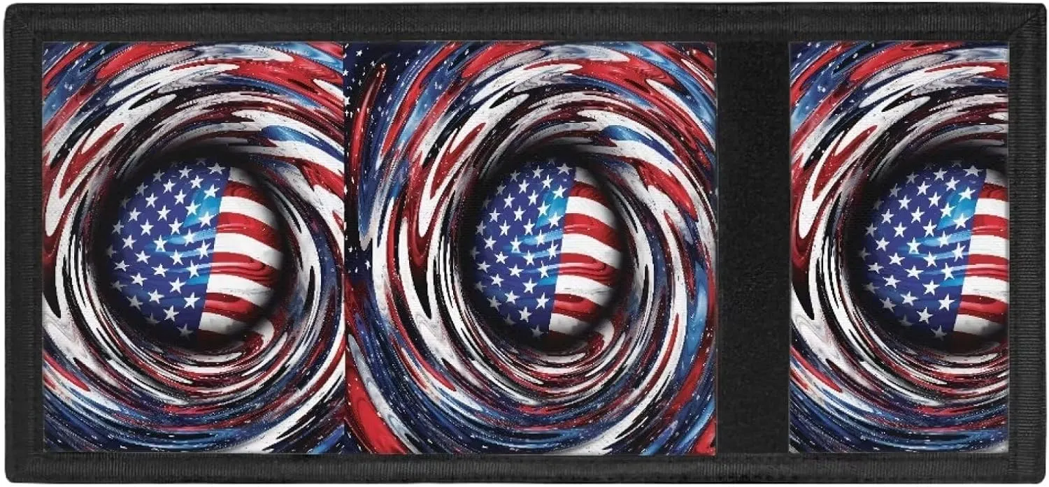 Coldinair American Flag Print Wallet for Boys Wallets for Girls Kids Polyester Wallet Mini Purse Credit ID Card Trifold Handbag Small Coin Purses for Teens Boys