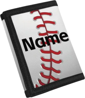 Coldinair Baseball Custom Kids Wallets for Boys Ages 4-18 Trifold,Personalized Trifold Coin Purse Wallet RFID Blocking Wallet with Card Holders for Teen Boys