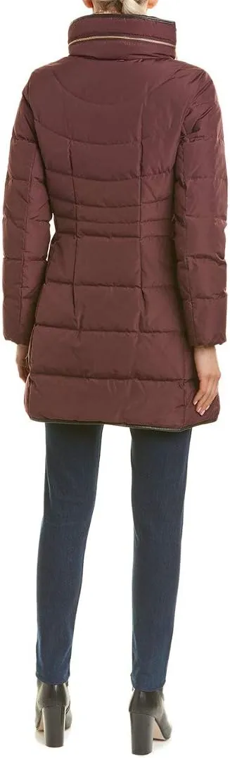 Cole Haan Women's Mid Length Down Coat with Bib Front