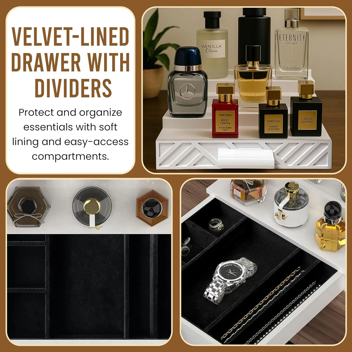 Cologne Organizer for Men - Multi Tier Drawer Organizer & Dresser Organizer Countertop - Perfume Holder | Cologne Stand For Men - Perfume Organizer for Women
