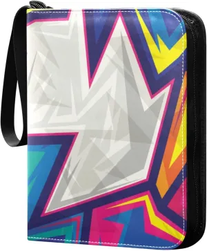 Colorful Abstract Geometry Card Binder 4-Pocket, 400 Pockets Trading Cards Holder Games Card Albums Storage Organizer Case for Football, Baseball Cards