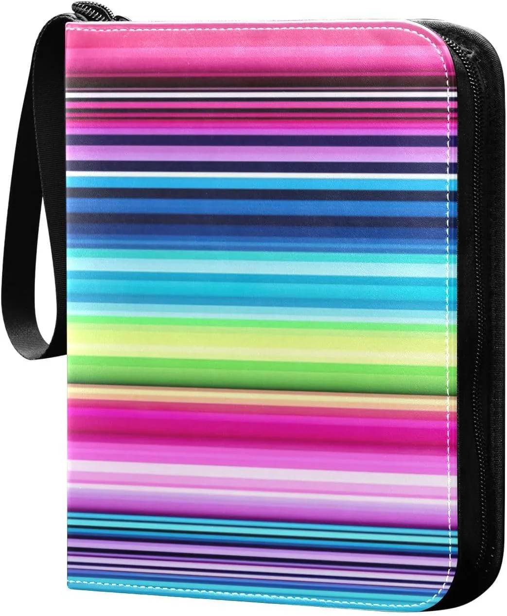 Colorful Mexican Stripe Card Binder 4-Pocket, 400 Pockets Trading Cards Holder Games Card Albums Storage Organizer Case for Football, Baseball Cards
