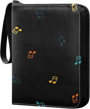 Colorful-muiscal-notes 400 Pocket Card Collection Binder, PU Waterproof Wear-resistant Trading Card Binder with Zip for Collectible Boys Girls Game Sports Cards MTG TCG