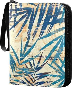 Colorful Palm Leaves Card Binder 4-Pocket, 400 Pockets Card Holder with 50 Removable Sleeves and Zipper for Games Baseball Football Sports Card