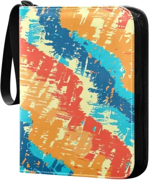 Colorful Prints Collectible Trading Card Albums,4-Pocket Card Binder with 50 Removable Sleeves with Zipper Game Card Collection Binder Album Holder