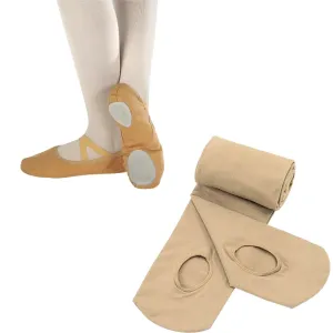 Combo - Unisex Split Sole Ballet Canvas Flats/Shoes   Ultra Soft Convertible Tights for Ballet