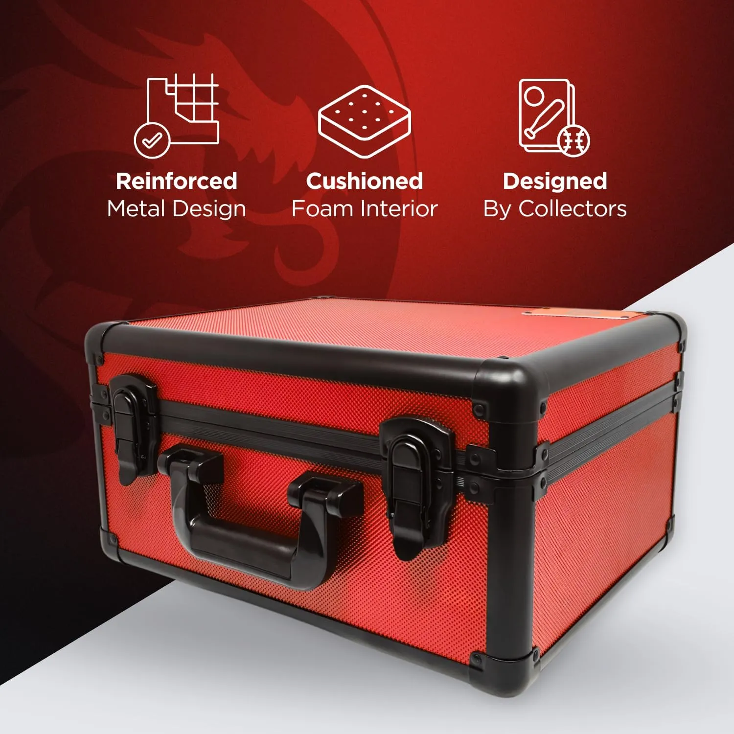 Compact Metal Slab Case – Holds 99 Graded Sports and Trading Cards – Durable Aluminum Storage Box for PSA, BGS, CGC Slabs – XL-99 Red