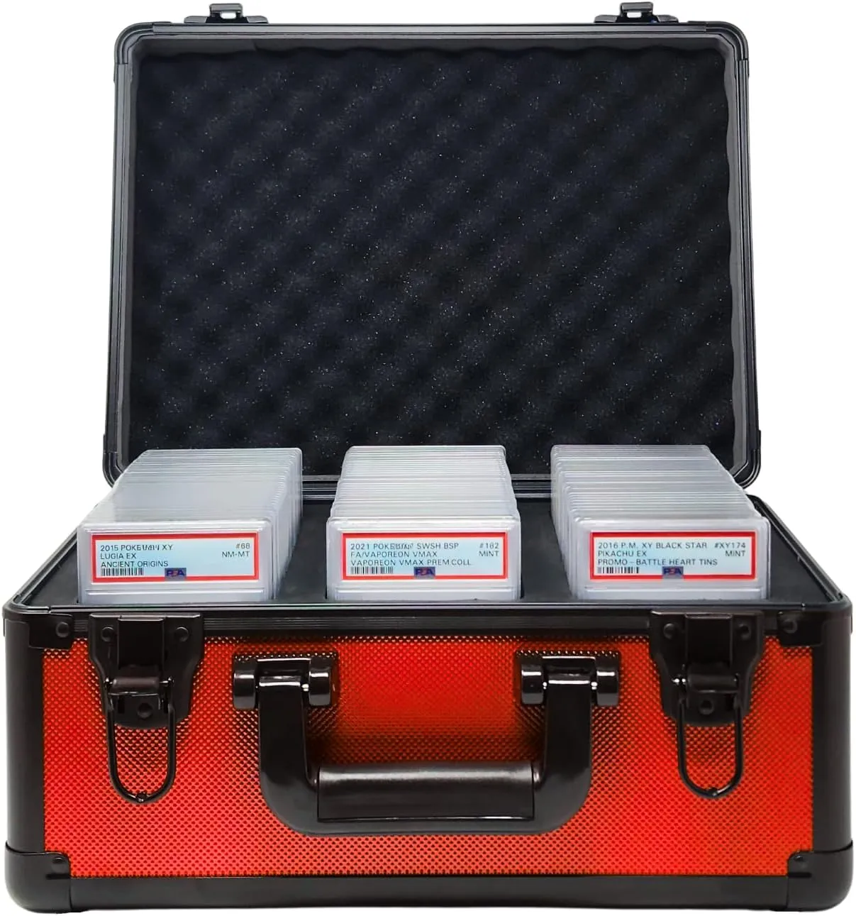 Compact Metal Slab Case – Holds 99 Graded Sports and Trading Cards – Durable Aluminum Storage Box for PSA, BGS, CGC Slabs – XL-99 Red