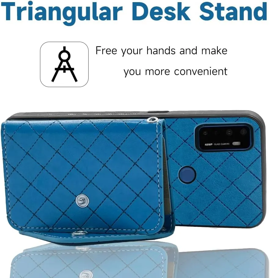 Compatible with Cricket Magic 5G Wallet Case with Crossbody Shoulder Strap Stand Credit Card Holder Lanyard Slot Cell Accessories Phone Cover Blue