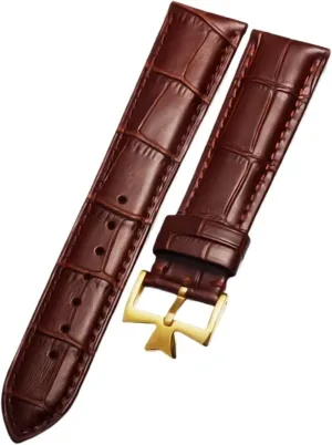 Compatible with Vacheron Constantin Male Watch Cowhide Leather Strap VC Inherit Art Master Series Leather Strap 18mm 19mm 20mm 21mm(Brown Gold,20mm)