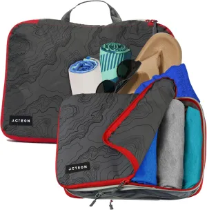 Compression Packing Cubes - 2 Pack Clean Dirty Separate Zipper - Luggage & Suitcase Organizer Travel Cube, Large Small Laundry Compartment Organizers for Clothes, Shoes Makeup
