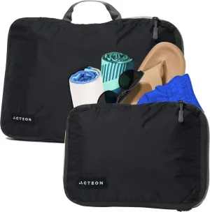 Compression Packing Cubes - 2 Pack Clean Dirty Separate Zipper - Luggage & Suitcase Organizer Travel Cube, Large Small Laundry Compartment Organizers for Clothes, Shoes Makeup