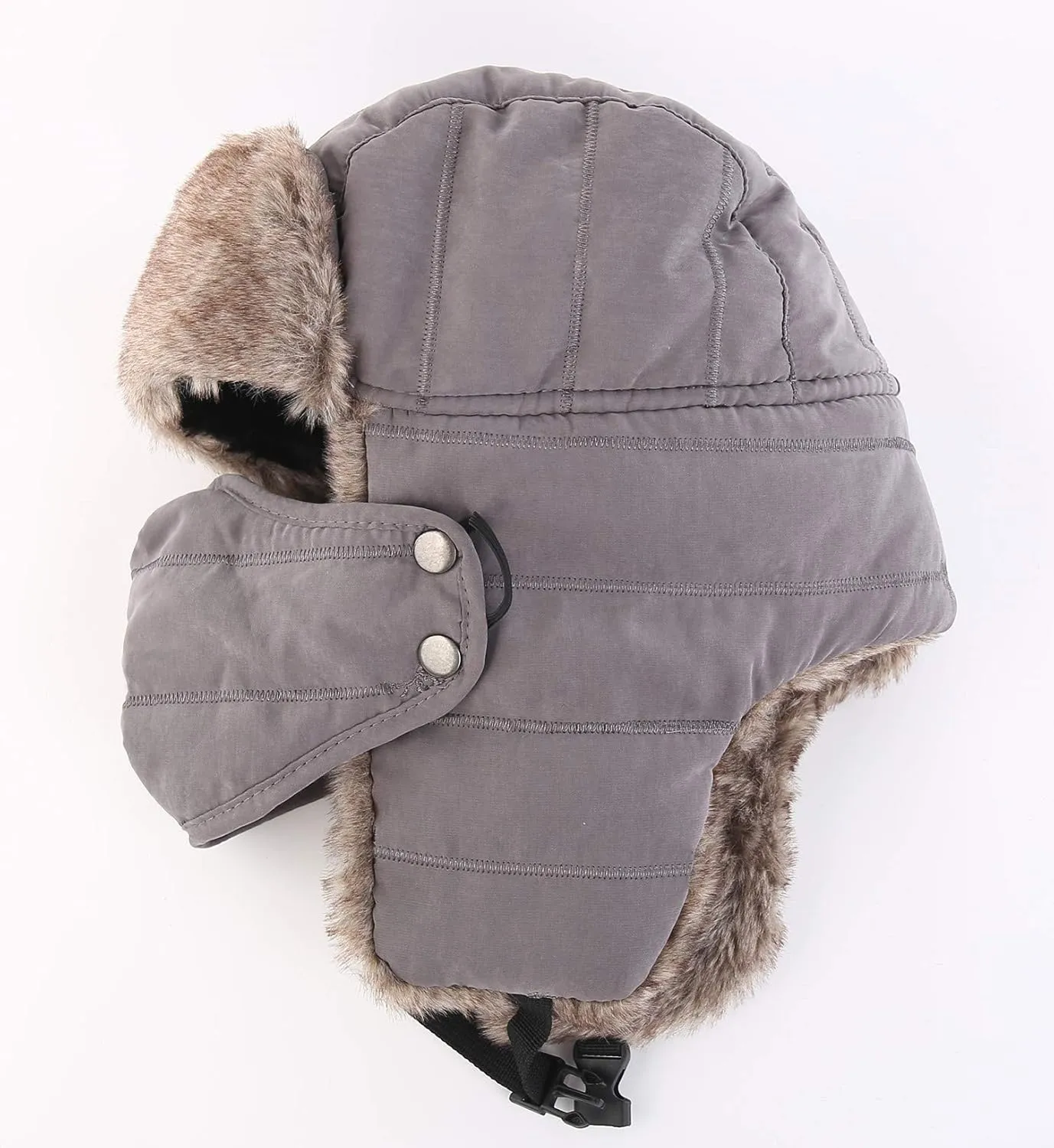 Connectyle Men's Trooper Trapper Hat Warm Winter Hats with Removable Face Mask Earflaps Faux Fur Hunting Outdoor Hat
