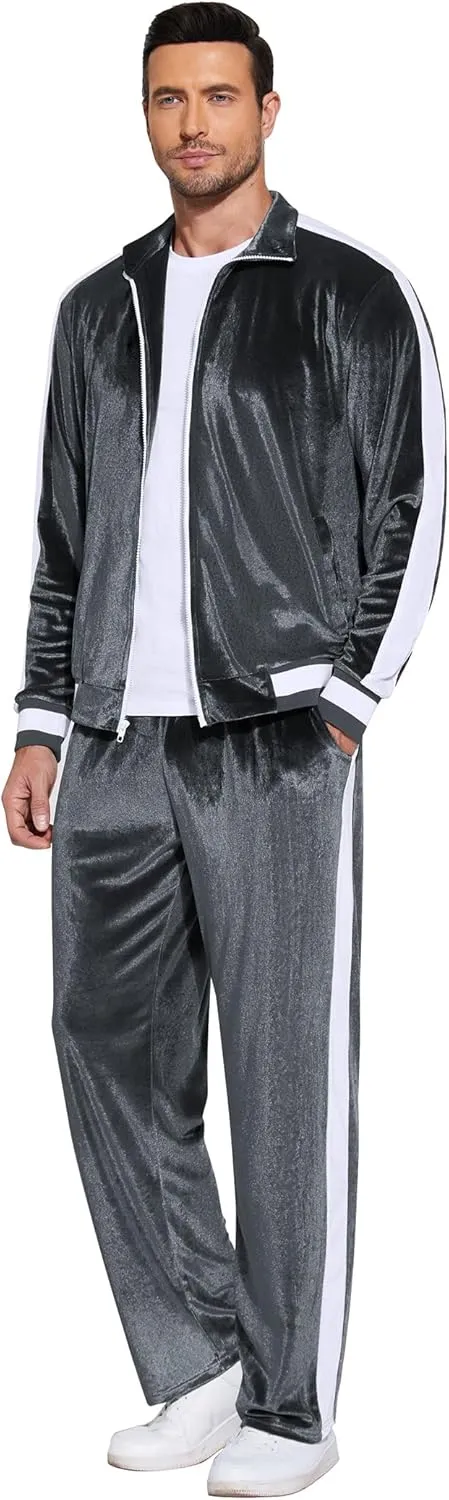 COOFANDY Mens Tracksuit 2 Piece Set Velour Velvet Sweatsuit Jogging Suits Full Zip Jacket Pants Outfits