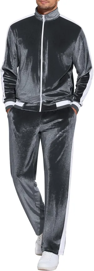 COOFANDY Mens Tracksuit 2 Piece Set Velour Velvet Sweatsuit Jogging Suits Full Zip Jacket Pants Outfits